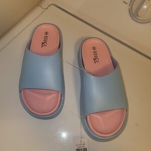 Rouge! Blue Slide Sandals with Pink Footbed